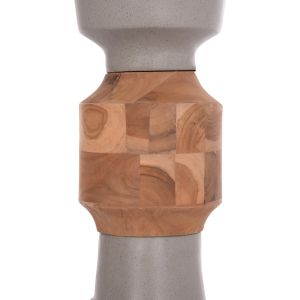Decorative vase Nebula Santorini Hm4661.03 fiber cement in gray - teak wood Φ60x115hcm.