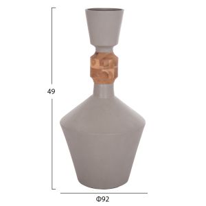 Decorative vase Nebula Santorini Hm4661.03 fiber cement in gray - teak wood Φ60x115hcm.