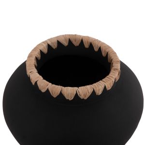 Decorative vase Renton(l) Hm4370 terracotta in black-straw weave on a backpack Φ32x26.5hcm.
