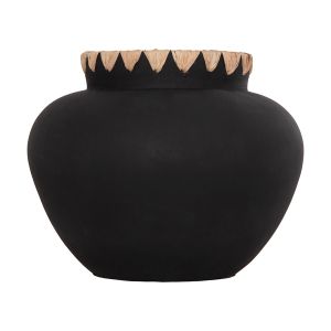 Decorative vase Renton(l) Hm4370 terracotta in black-straw weave on a backpack Φ32x26.5hcm.