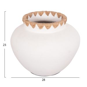 Decorative vase Renton(m) Hm4734 terracotta in white-straw braid on a backpack Φ28x23hcm.