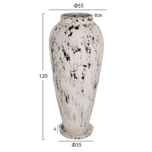 Decorative floor vase Hm7927 made of terracotta white patina D55x120hcm