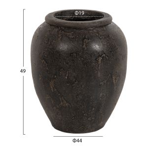 Decorative floor vase Hm7928 made of terracotta in black color D44x49hcm