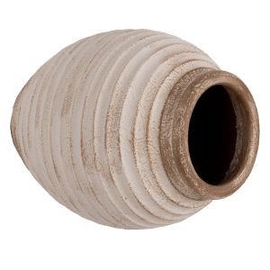 Decorative floor vase Hm7932 made of terracotta in antique white-beige color D28x35hcm