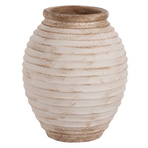 Decorative floor vase Hm7932 made of terracotta in antique white-beige color D28x35hcm