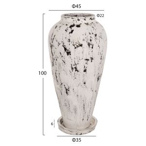 Decorative floor vase Hm7937 made of terracotta white patina D45x100hcm