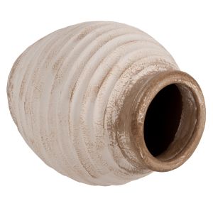 Decorative floor vase Hm7939 made of terracotta in antique white-beige color D25x30hcm
