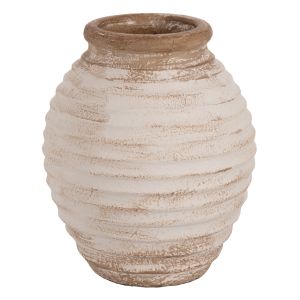 Decorative floor vase Hm7939 made of terracotta in antique white-beige color D25x30hcm