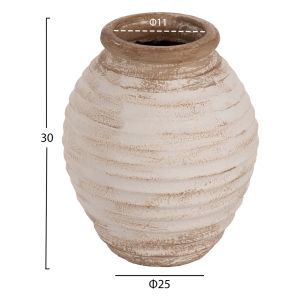 Decorative floor vase Hm7939 made of terracotta in antique white-beige color D25x30hcm