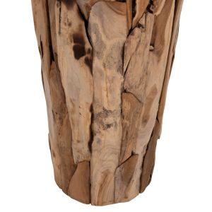 Decorative floor vase Naturally ημ7921 made of teak wood pieces in natural color D60x120hcm