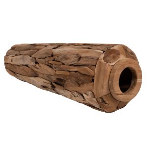 Decorative floor vase Naturally ημ7921 made of teak wood pieces in natural color D60x120hcm