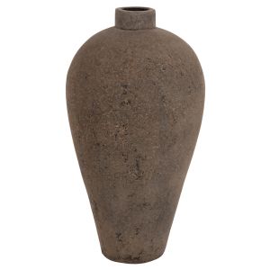 Decorative floor vase ημ7930 made of terracotta in gray color D40x80hcm