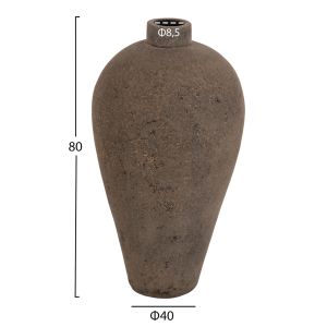 Decorative floor vase ημ7930 made of terracotta in gray color D40x80hcm