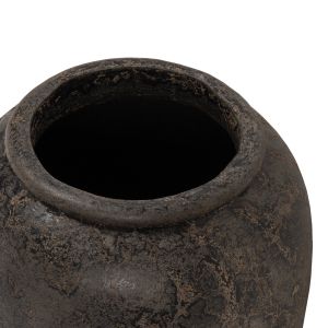 Decorative floor vase ημ7933 made of terracotta in black color D47x69hcm