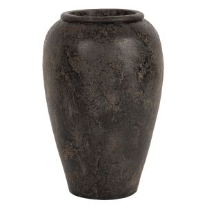 Decorative floor vase ημ7933 made of terracotta in black color D47x69hcm