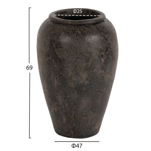 Decorative floor vase ημ7933 made of terracotta in black color D47x69hcm