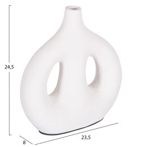 Decorative vase series Clayvon Hm4413 terracotta in white color 23.5x8x24.5hcm.