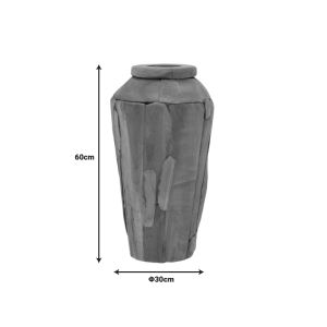 Decorative teak vase Archean in natural color D30x60cm