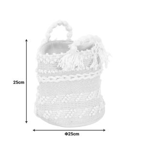 Декоративна кошница Fombra, памучно тъкана, в екрю цвят, D25x25 см