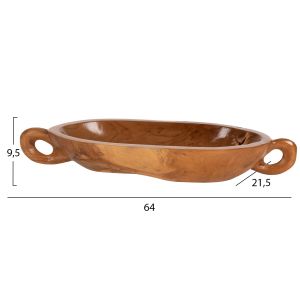 Decorative bowl with handles Hm4304 made of solid teak wood 64x21.5x9.5hcm