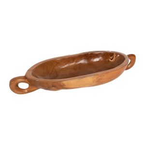Decorative bowl with handles Hm4304 made of solid teak wood 64x21.5x9.5hcm