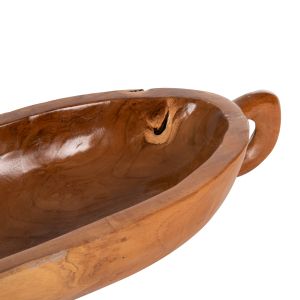 Decorative bowl with handles Hm4304 made of solid teak wood 64x21.5x9.5hcm