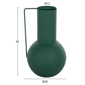 Decorative metal vase Flagon Hm4260,03 in green color D26x45hcm