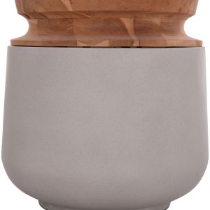Decorative floor vase Linter Hm4662.03l fiber cement in gray - teak wood Φ41x47hcm.