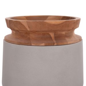 Decorative floor vase Linter Hm4662.03l fiber cement in gray - teak wood Φ41x47hcm.