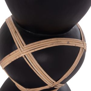 Decorative floor vase Maynard Hm4672.01s fiber cement in black color - rattan Φ27.5x50hcm.