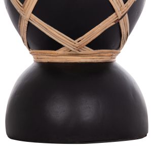 Decorative floor vase Maynard Hm4672.01s fiber cement in black color - rattan Φ27.5x50hcm.