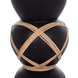 Decorative floor vase Maynard Hm4672.01s fiber cement in black color - rattan Φ27.5x50hcm.