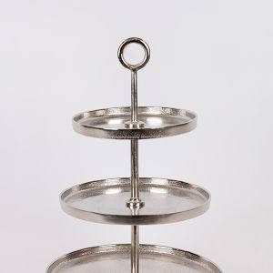 Decorative cake stand 3 tiers metal silver 10x48cm