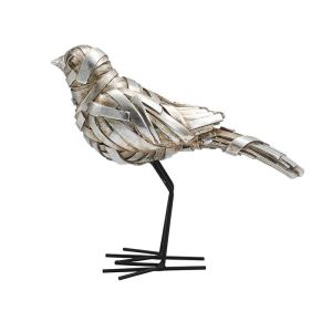 Decorative figure Fl25089 bird silver-black color 20x7x17cm