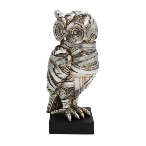 Decorative figure Fl25090 owl silver-black color 9.5x9.5x22.5cm