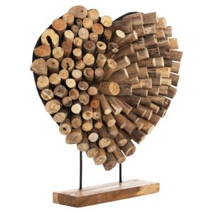 Decorative figure Naturally heart made of teak branches in natural colorhm7911 - 57x5x56cm