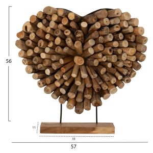 Decorative figure Naturally heart made of teak branches in natural colorhm7911 - 57x5x56cm