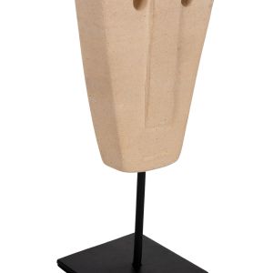 Декоративна фигура лице от камък Paras в черен метален стояч, 9x3x22cm Hm4312