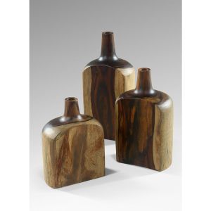 Decorative bottles 3pcs, solid teak Hm7716