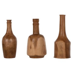Decorative bottles 3pcs, solid teak Hm7717