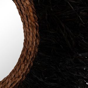 Decorative round wall mirror Brenno Hm4713 banana fiber in black φ80cm.