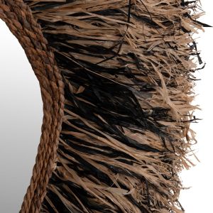 Decorative wall mirror Gresso Hm4712 banana fiber in natural color - black 90x100cm.