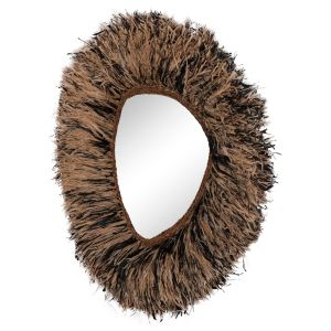 Decorative wall mirror Gresso Hm4712 banana fiber in natural color - black 90x100cm.