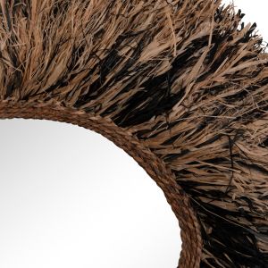 Decorative wall mirror Gresso Hm4712 banana fiber in natural color - black 90x100cm.