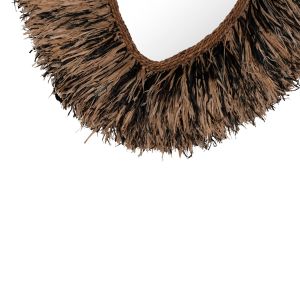 Decorative wall mirror Gresso Hm4712 banana fiber in natural color - black 90x100cm.