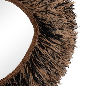 Decorative wall mirror Gresso Hm4712 banana fiber in natural color - black 90x100cm.