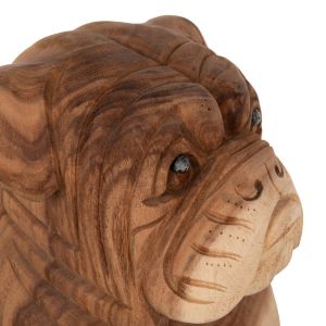 Floor decoration Dozer Hm7924 - bulldog made of soar wood in natural color 26x27x40cm