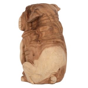 Floor decoration Dozer Hm7924 - bulldog made of soar wood in natural color 26x27x40cm