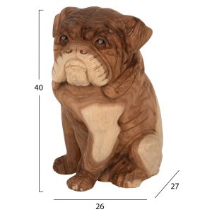 Floor decoration Dozer Hm7924 - bulldog made of soar wood in natural color 26x27x40cm