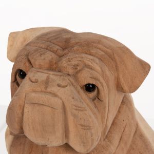 Floor decoration Dozer Hm7925 - bulldog made of soar wood in natural color 18x14x20cm
